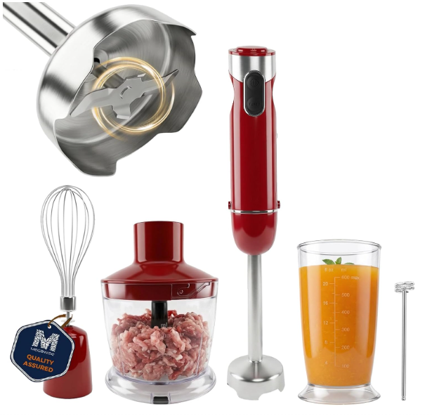 MEGAWISE Hand Blender, 5-in-1 Variable Speed for Soups, Smoothies & Baking