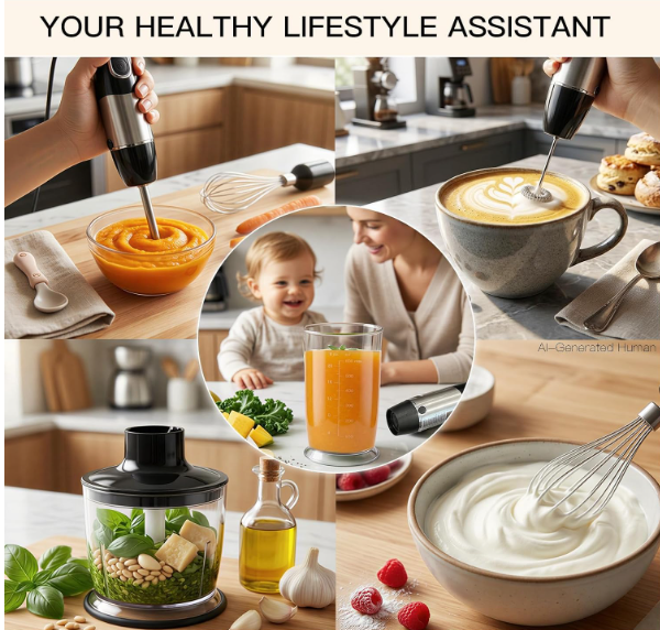MEGAWISE 1000W Immersion Hand Blender, 5-in-1 Stick Blender Set