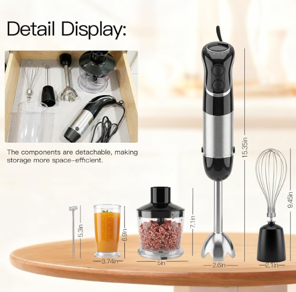 MEGAWISE 1000W Immersion Hand Blender, 5-in-1 Stick Blender Set