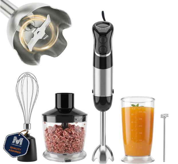 MEGAWISE 1000W Immersion Hand Blender, 5-in-1 Stick Blender Set