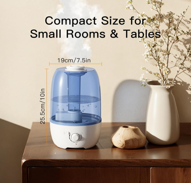 MEGAWISE APJ803 Cool Mist Humidifier, 3.2L Large Capacity, White, US Plug Ultrasonic Humidifier for Bedroom Home Office