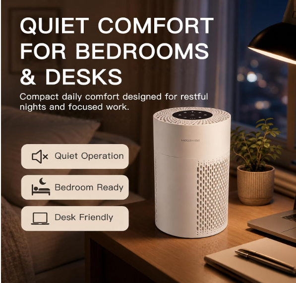 MEGAWISE Air Purifier for Home, True HEPA Filter, Auto Mode, 216 Sq Ft