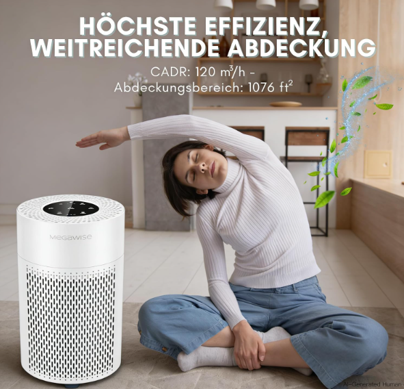 MEGAWISE Air Purifier for Home, True HEPA Filter, Auto Mode, 216 Sq Ft