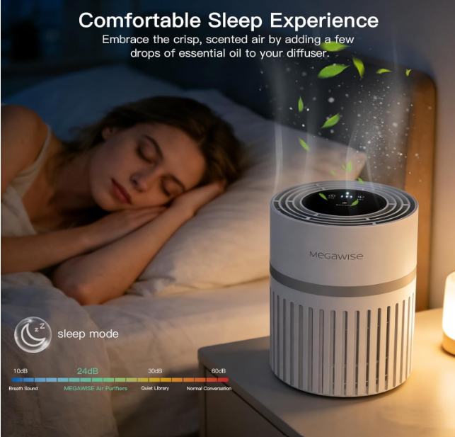MEGAWISE HEPA Air Purifier, Compact Quiet Air Cleaner for Bedroom & Office