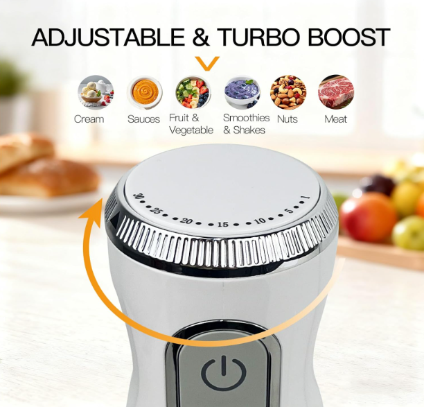 MEGAWISE Immersion Blender, 1100W Hand Blender with 5-in-1 Attachments