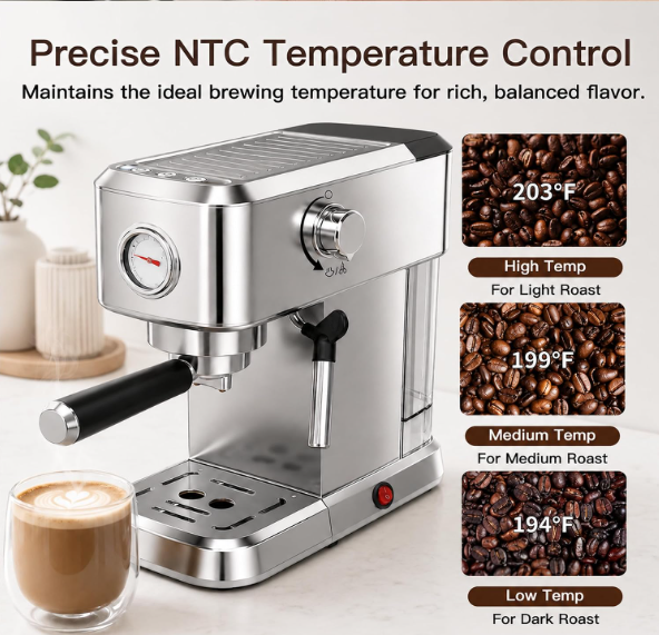 MEGAWISE Espresso Machine with 20Bar High-Pressure Extraction