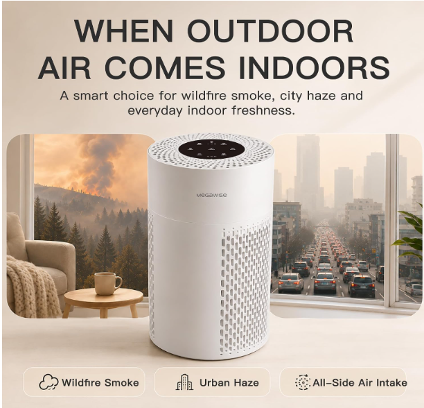 MEGAWISE Air Purifier 2 Pack, Quiet HEPA Air Cleaner for Home & Office