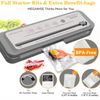 MEGAWISE Vacuum Sealer Machine, 2025 Model with 80kPa Suction Power, One-Touch Operation, Built-in Cutter, Compact Design, Vacuum Bags Included (Grey) (16.14 x 4.02inch)