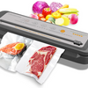 MEGAWISE Vacuum Sealer Machine, 2025 Model with 80kPa Suction Power, One-Touch Operation, Built-in Cutter, Compact Design, Vacuum Bags Included (Grey) (16.14 x 4.02inch)