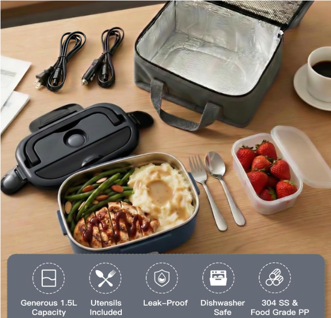 MEGAWISE 1.5L Electric Lunch Box, Suitable for Office and Car Use