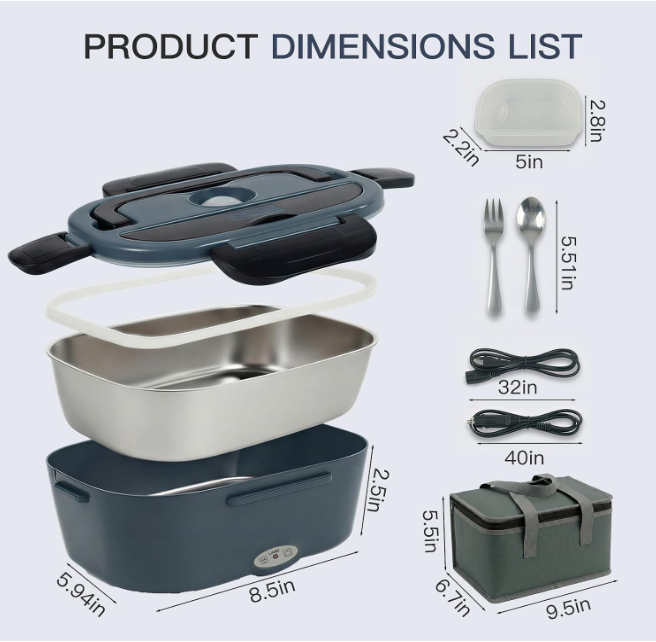 MEGAWISE 1.5L Electric Lunch Box, Suitable for Office and Car Use