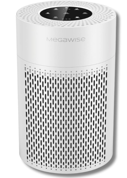 MEGAWISE Quiet Desktop Air Purifier, Featuring A Three-Stage Filtration System with H13-Grade HEPA Filter, Covers 700 Sq Ft, Ideal for Homes and Offices, Gray