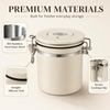 MEGAWISE Coffee Canister, 2.8L Airtight Stainless Steel Coffee Container with CO2 Valve, Date Tracker, Locking Lid, 304 Inner Bowl for Coffee Beans, Grounds, Tea, Sugar, Cream White