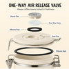 MEGAWISE Coffee Canister, 2.8L Airtight Stainless Steel Coffee Container with CO2 Valve, Date Tracker, Locking Lid, 304 Inner Bowl for Coffee Beans, Grounds, Tea, Sugar, Cream White