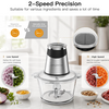MEGAWISE Electric Food Processor, 800W Meat Grinder & Vegetable Chopper - 2 Bowls (3L Stainless Steel + 3L Glass) with 4 Blades, Dual-Speed Food Chopper for Meat, Fruits, Vegetables, and Nuts