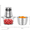 MEGAWISE Electric Food Processor, 800W Meat Grinder & Vegetable Chopper - 2 Bowls (3L Stainless Steel + 3L Glass) with 4 Blades, Dual-Speed Food Chopper for Meat, Fruits, Vegetables, and Nuts