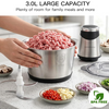 MEGAWISE Electric Food Processor, 800W Meat Grinder & Vegetable Chopper - 2 Bowls (3L Stainless Steel + 3L Glass) with 4 Blades, Dual-Speed Food Chopper for Meat, Fruits, Vegetables, and Nuts