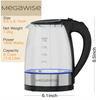 MEGAWISE Electric Kettle 2-Pack, 1.8L Glass, Fast Heating, Auto Shut-Off