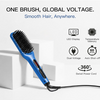 MEGAWISE Hair Straightener Brush, Ionic Ceramic Hair Straightening Brush for Frizzy Thick Hair, Heated Straightening Brush with MCH Fast Heat-Up, Anti-Scald, Auto Shut-Off, Dual Voltage, Gentian Blue