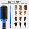 MEGAWISE Hair Straightener Brush, Ionic Ceramic Hair Straightening Brush for Frizzy Thick Hair, Heated Straightening Brush with MCH Fast Heat-Up, Anti-Scald, Auto Shut-Off, Dual Voltage, Gentian Blue
