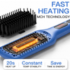 MEGAWISE Hair Straightener Brush, Ionic Ceramic Hair Straightening Brush for Frizzy Thick Hair, Heated Straightening Brush with MCH Fast Heat-Up, Anti-Scald, Auto Shut-Off, Dual Voltage, Gentian Blue