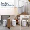 MEGAWISE Smart Garbage Can with Lid | Single-Battery Version | Rechargeable Battery Trash can| Fits Any Kitchen, Bathroom, Office or Home,Off-White