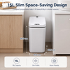 MEGAWISE Smart Garbage Can with Lid | Single-Battery Version | Rechargeable Battery Trash can| Fits Any Kitchen, Bathroom, Office or Home,Off-White