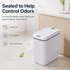 MEGAWISE Smart Garbage Can with Lid | Single-Battery Version | Rechargeable Battery Trash can| Fits Any Kitchen, Bathroom, Office or Home,Off-White