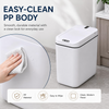 MEGAWISE 17L Black Rechargeable Smart Trash Can, Touchless Garbage Bin with Lid, ABS Wide Wastebasket for Bathroom, Bedroom, Office and Kitchen
