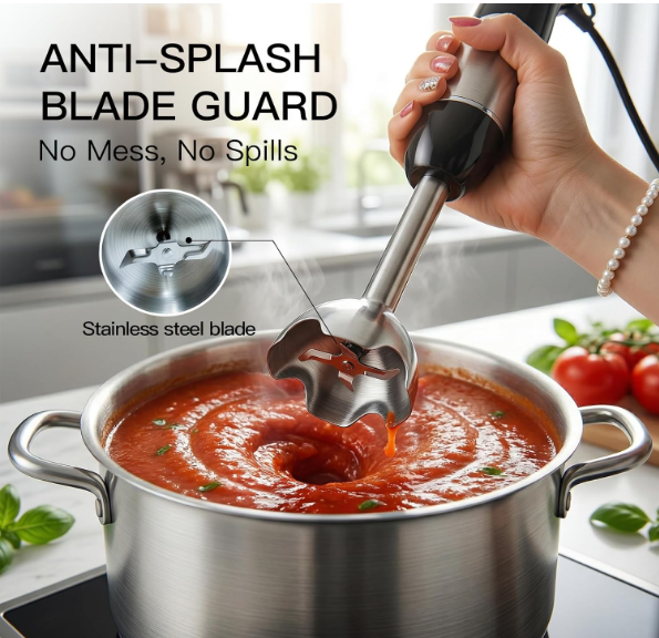 MEGAWISE Immersion Blender, 800W 5-in-1 Hand Blender for Kitchen