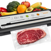 MegaWise Vacuum Sealer Machine, 80kPa Food Sealer with One-Touch Vacuum & Seal, Built-in Cutter and Bags, 4 Food Modes for Food Storage, Meal Prep, Meat, Seafood and Vegetables