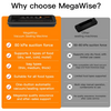 MEGAWISE Vacuum Sealer Machine, Dry & Moist Modes with Built-in Bag Cutter