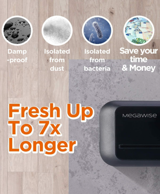 MEGAWISE 80kPa Food Vacuum Sealer with Built-In Cutter