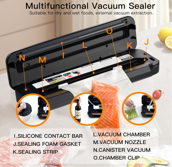 MEGAWISE Vacuum Sealer Machine, Dry & Moist Modes with Built-in Bag Cutter
