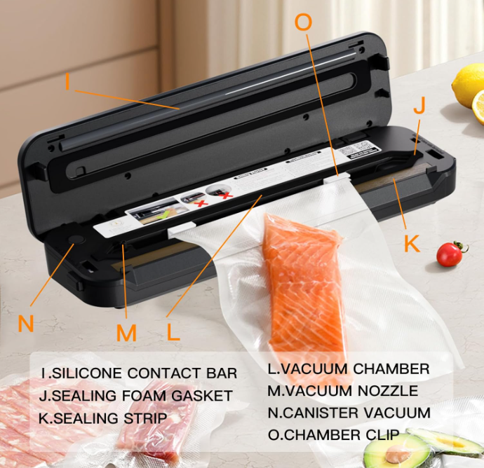MEGAWISE Vacuum Sealer Machine, 80kPa, Built-In Cutter, Dry/Moist