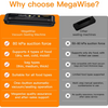 MEGAWISE Vacuum Sealer Machine, 80kPa, Built-In Cutter, Dry/Moist