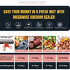 MegaWise Vacuum Sealer Machine, 80kPa Powerful Suction, One-Touch Automatic Food Sealer with Built-in Cutter & Bags Included, Dry Moist Modes for All Saving needs