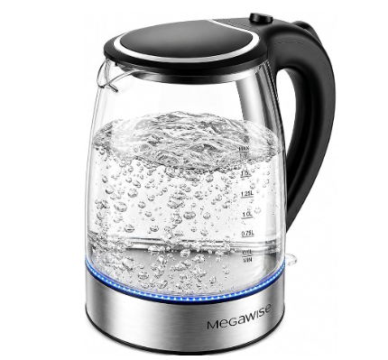 MEGAWISE 1.8L Electric Glass Kettle with Auto Shut-Off and Blue LED