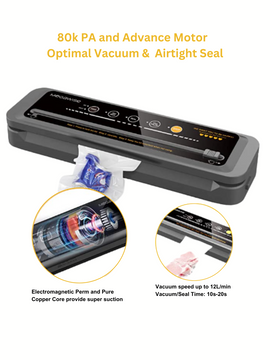 MEGAWISE 80kPa Vacuum Sealer, One-Touch Automatic Food Saver with Dry Moist Fresh Modes