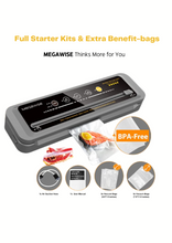 Load image into Gallery viewer, MEGAWISE 80kPa Vacuum Sealer, One-Touch Automatic Food Saver with Dry Moist Fresh Modes

