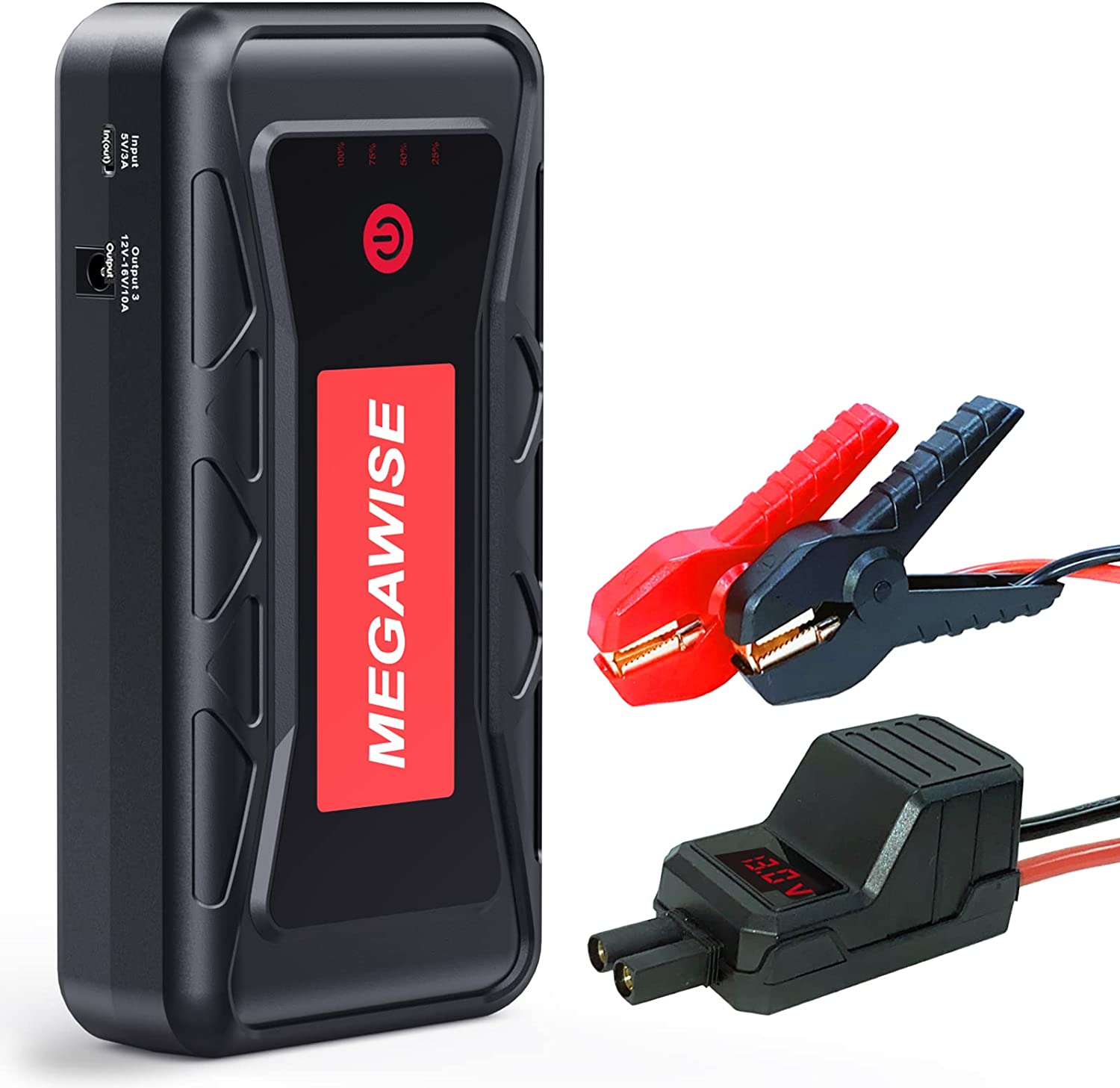MEGAWISE 2500A Peak 21800mAh Car Battery Jump Starter (up to 8.0L Gas/ –  Megawise
