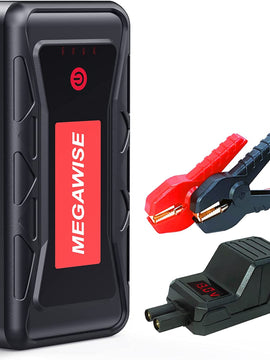 MEGAWISE 2500A Peak 21800mAh Car Jump Starter, Portable Power Pack for Up to 8.0L Gas & 6.5L Diesel Engines, with LCD Display, Type-C Fast Charging & Multi-Mode LED Flashlight