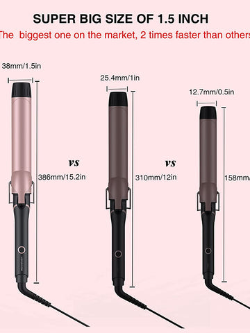 MegaWise Pro 1.5 inch Ceramic Hair Curling Iron, 20s PTC Fast Heating Tech, Anti-Scald Insulated Grip &Tip, Auto Shut Off and 360° Swivel Cord, 2 Clips and Heat-Resistant Glove Included