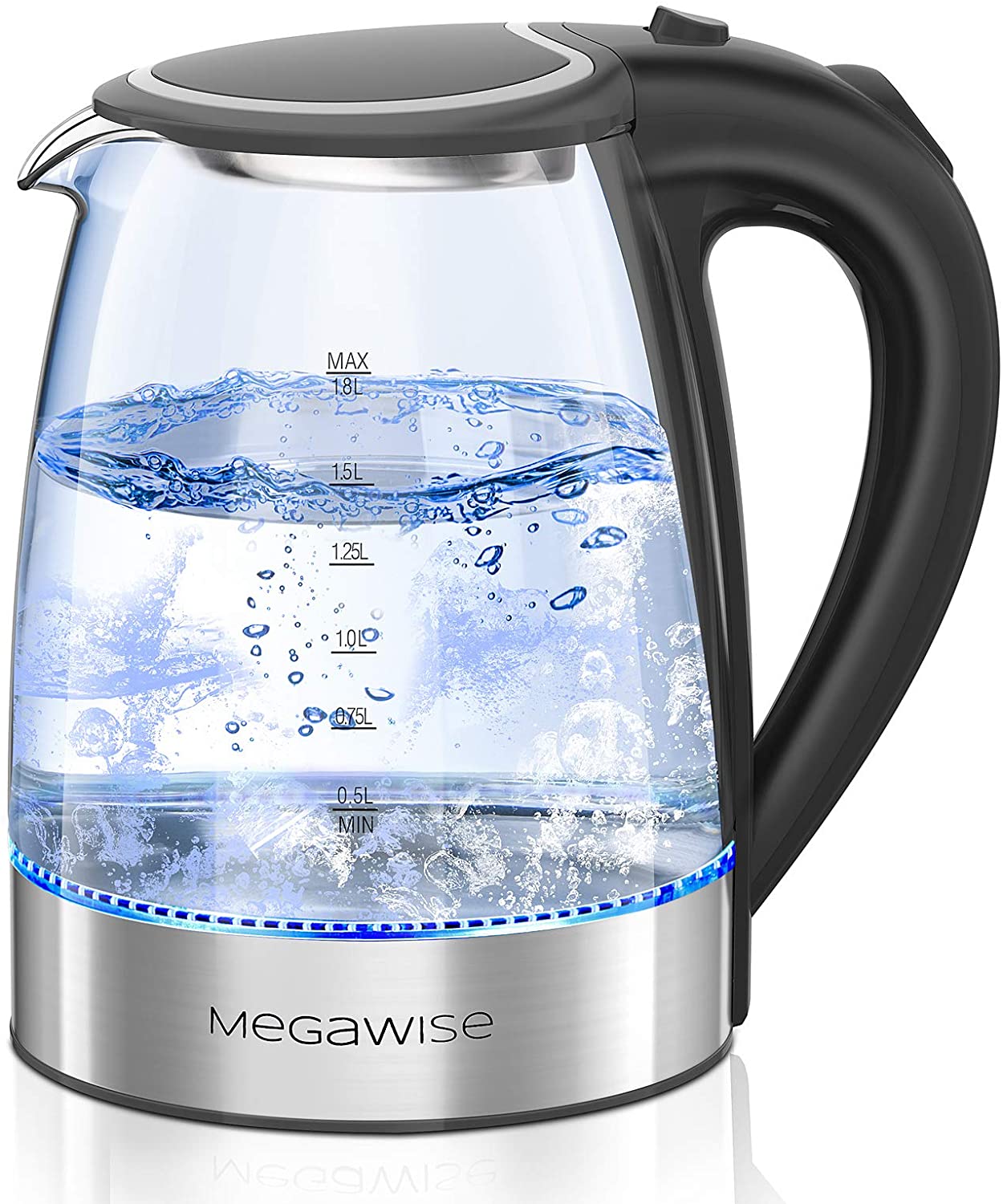 MEGAWISE Electric Glass Kettle, 1000W Fast Boiling BPA-Free