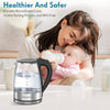 MEGAWISE 1.8L Electric Glass Kettle, 1000W Fast Boiling BPA-Free Kettle with Auto Shut-Off & Boil-Dry Protection, Borosilicate Glass & Food-Grade Stainless Steel