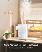 Load image into Gallery viewer, MegaWise Healthy Top-Refill Cool Mist Humidifiers for Bedroom, 24dB Ultrasonic Air Vaporizer with Water Filter for Baby [PP Material], Colorful Night Light,1 Gal Essential Oil Diffuser, Auto Shut Off
