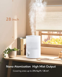 MegaWise Healthy Top-Refill Cool Mist Humidifiers for Bedroom, 24dB Ultrasonic Air Vaporizer with Water Filter for Baby [PP Material], Colorful Night Light,1 Gal Essential Oil Diffuser, Auto Shut Off