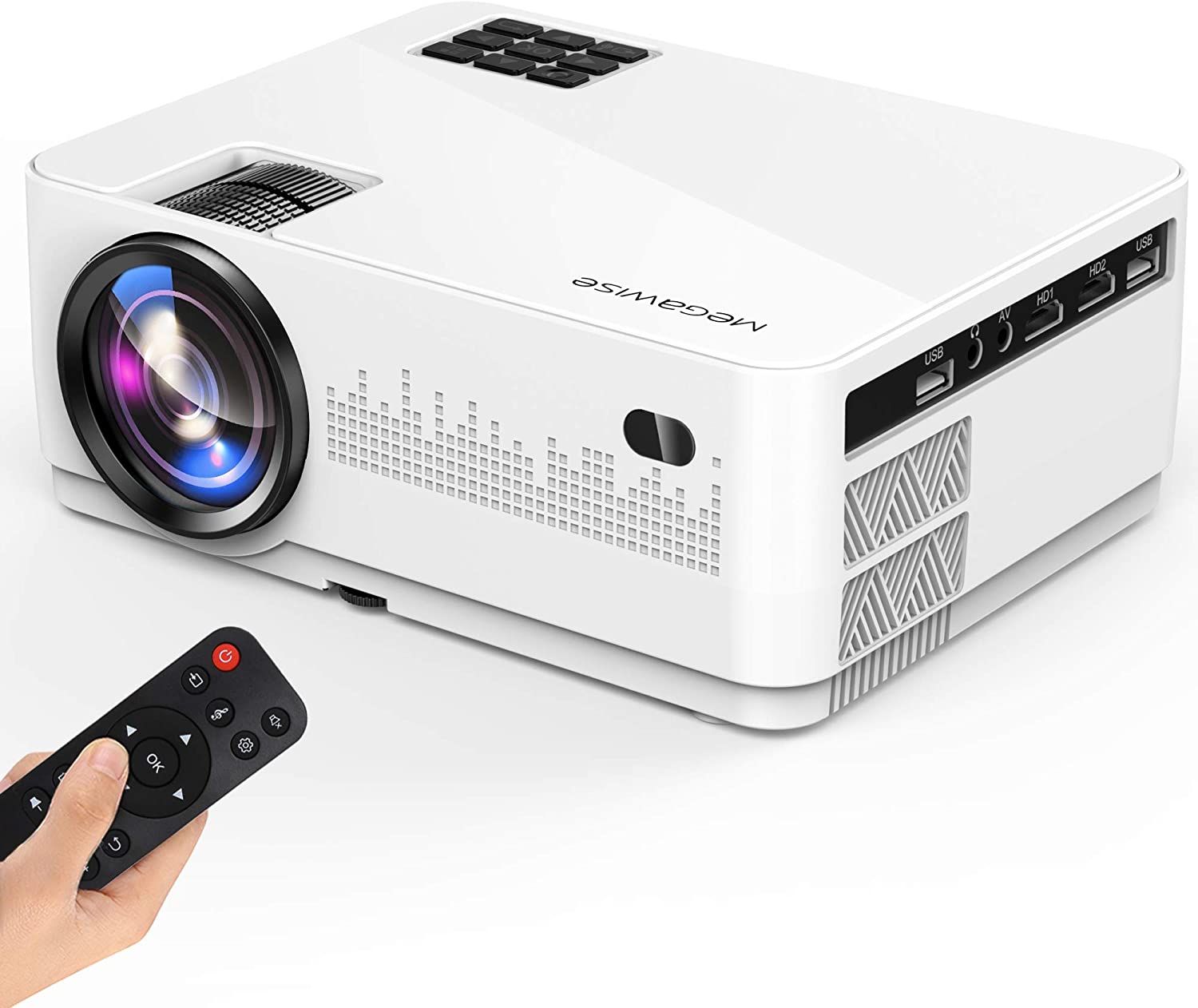 MEGAWISE Mini Projector, 5000Lux Movie Projector, 1080P and 200