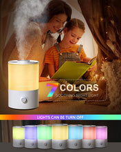 Load image into Gallery viewer, MegaWise Healthy Top-Refill Cool Mist Humidifiers for Bedroom, 24dB Ultrasonic Air Vaporizer with Water Filter for Baby [PP Material], Colorful Night Light,1 Gal Essential Oil Diffuser, Auto Shut Off
