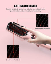 Load image into Gallery viewer, MeGaWise Enhanced Ionic Hair Straightener Brush with Universal Dual Voltage, Anti-Scald Straightening Comb
